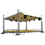Copertura palco con telo in pvc e struttura in truss di alluminio per eventi all'aperto